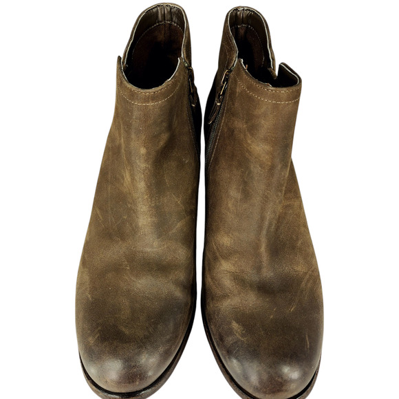 Clarks Ankle Boot Booties sz 9.5 M Women Maypearl Ramie Brown Leather 2" Western - Picture 8 of 12